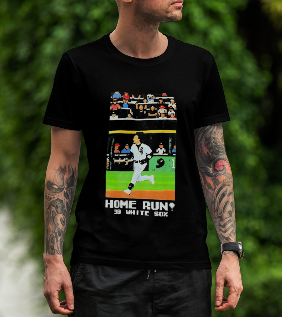 Home Run 3B White Sox Pixel Baseball T-Shirt