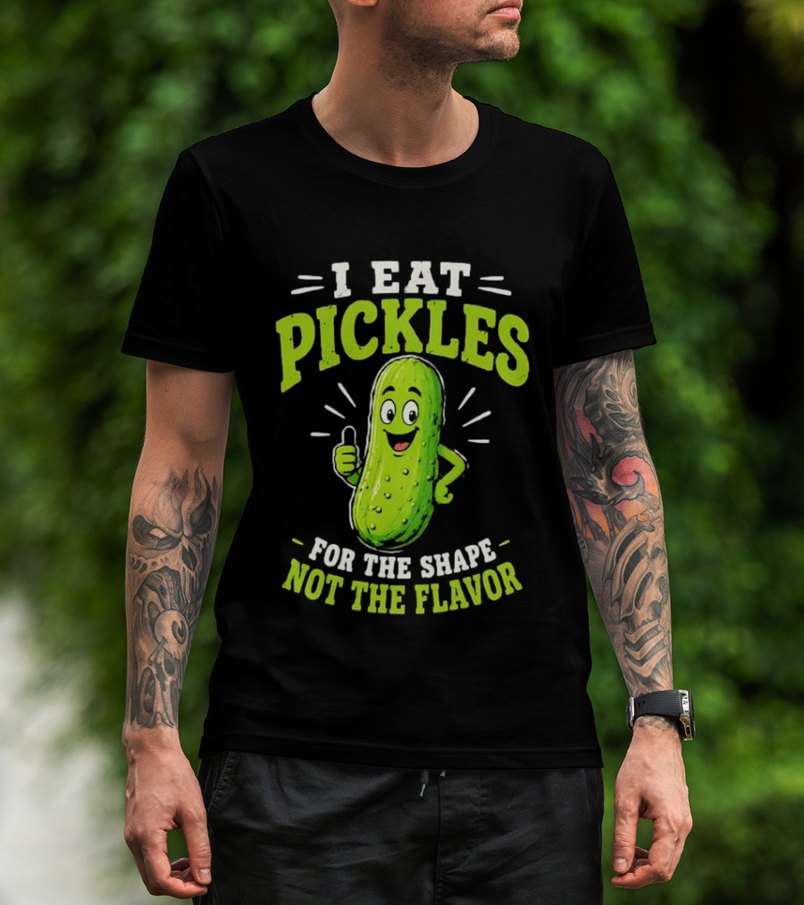 I Eat Pickles For The Shape Not The Flavor Thumb Up Cartoon T-Shirt