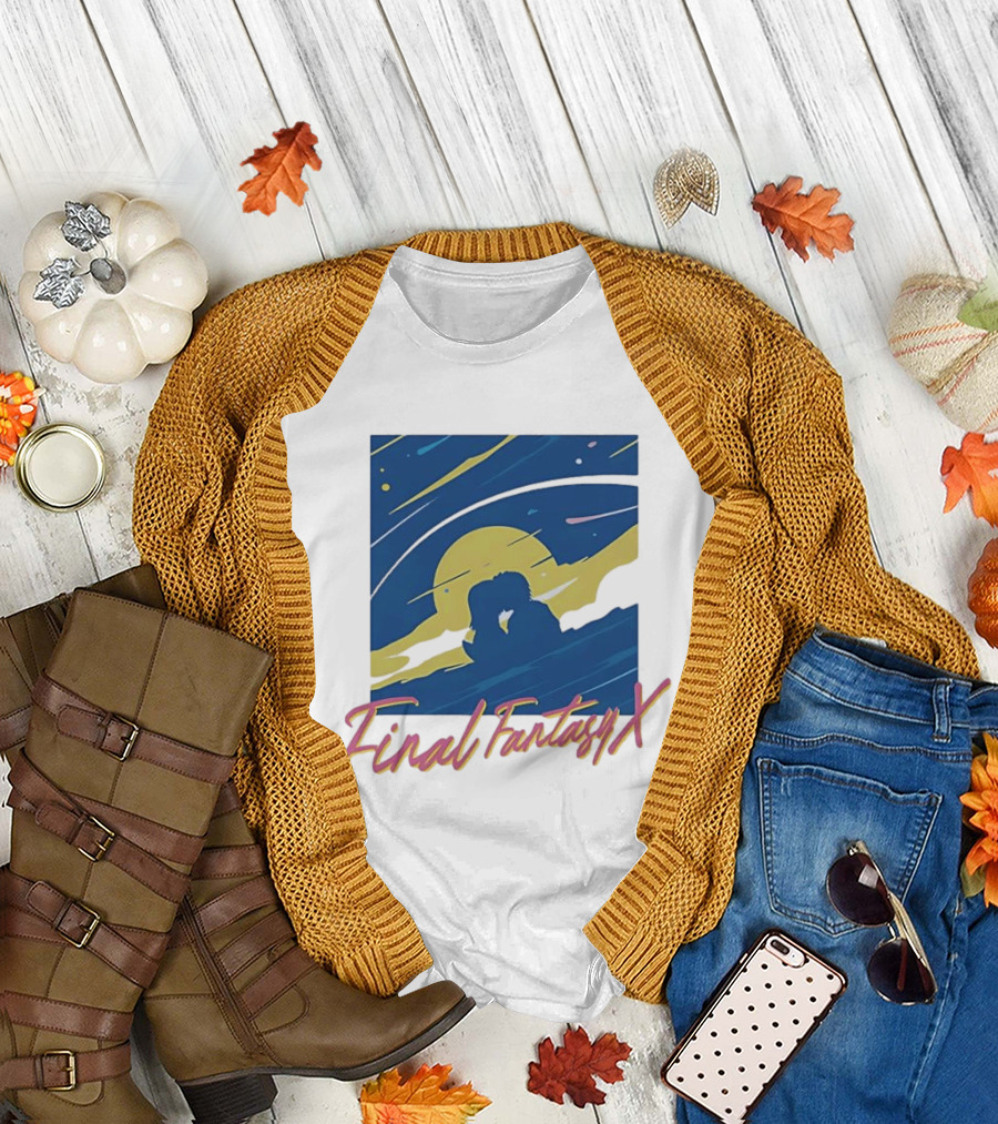 Final Fantasy X Romantic Couple Under Moonlit Sky T-Shirt