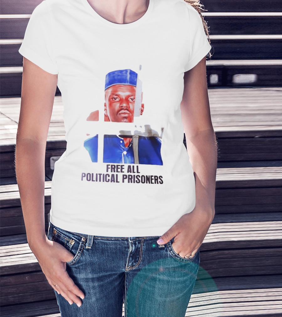 Free All Political Prisoners Protest Activism Painting Blue Beret T-Shirt