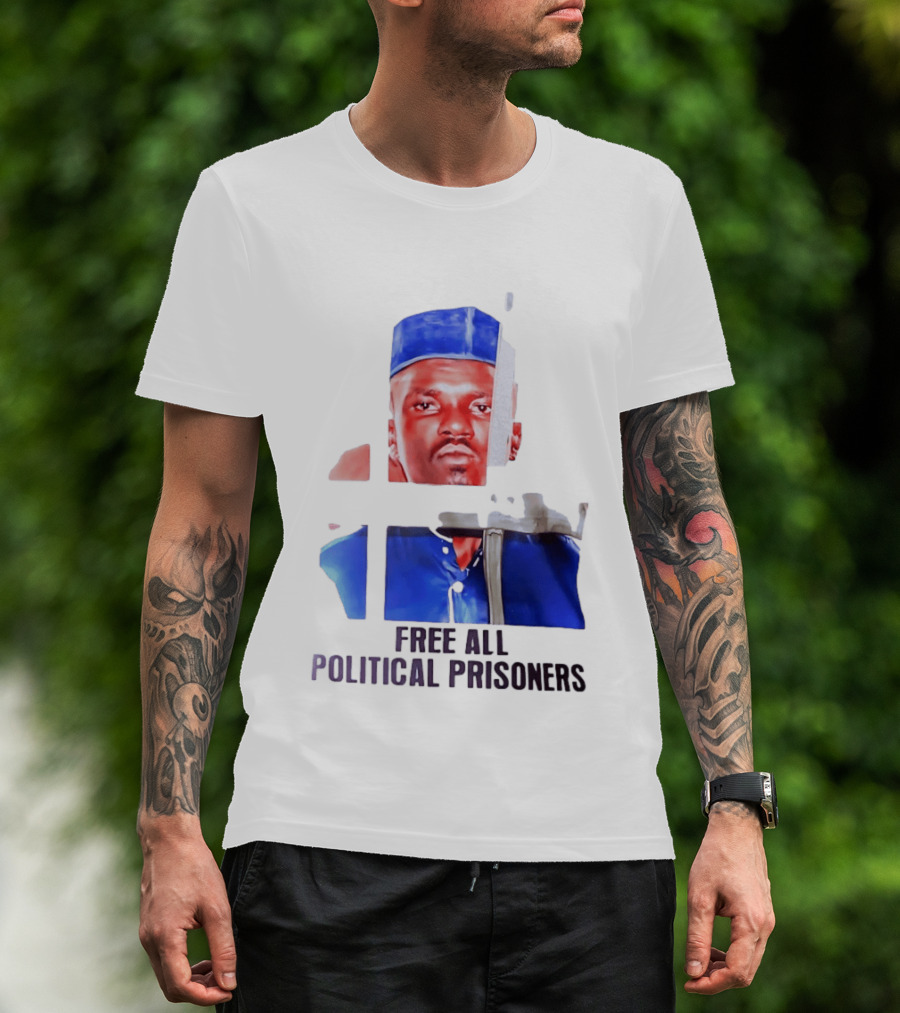 Free All Political Prisoners Protest Activism Painting Blue Beret T-Shirt