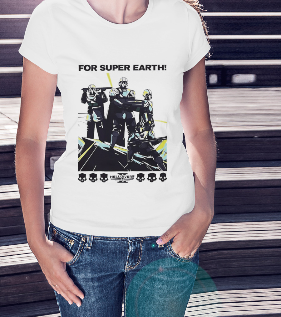 Helldivers II For Super Earth Video Game Soldiers T-Shirt