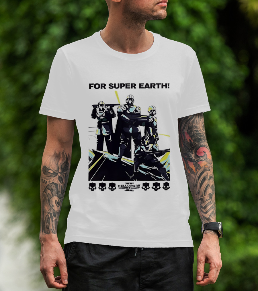 Helldivers II For Super Earth Video Game Soldiers T-Shirt