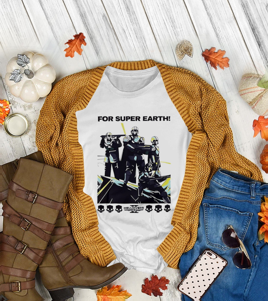 Helldivers II For Super Earth Video Game Soldiers T-Shirt