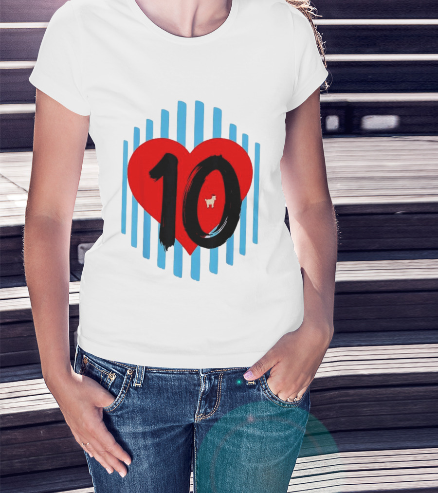 Messi Heart 10 Goat Greatest Of All Time T-Shirt