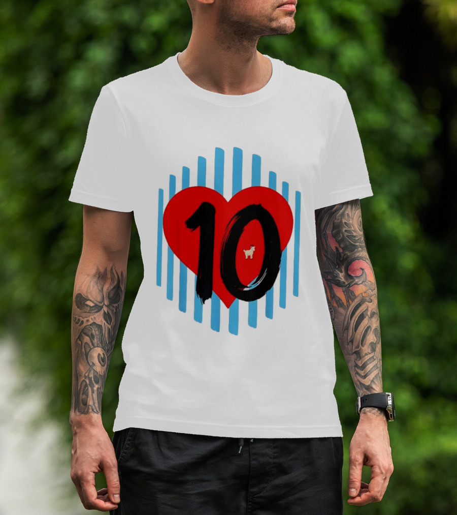 Messi Heart 10 Goat Greatest Of All Time T-Shirt