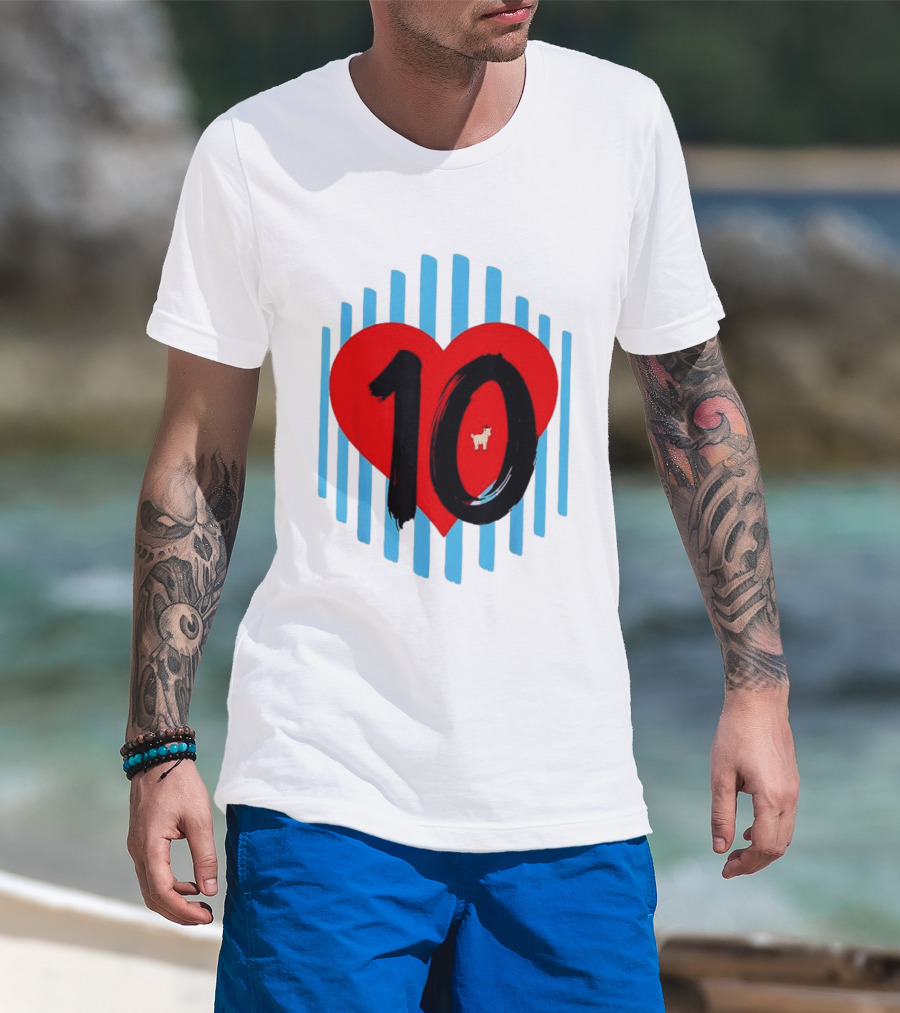 Messi Heart 10 Goat Greatest Of All Time T-Shirt