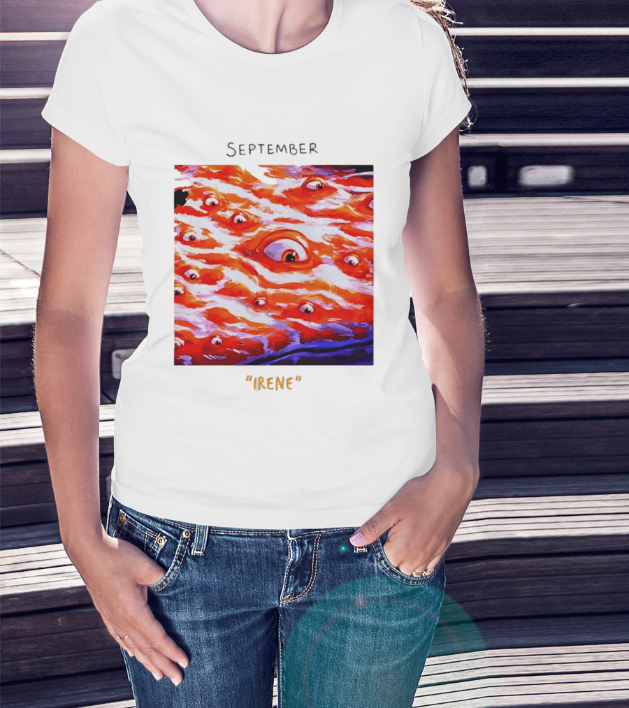 September Irene Surreal Eye Red Waves With Multiple Eyes T-Shirt