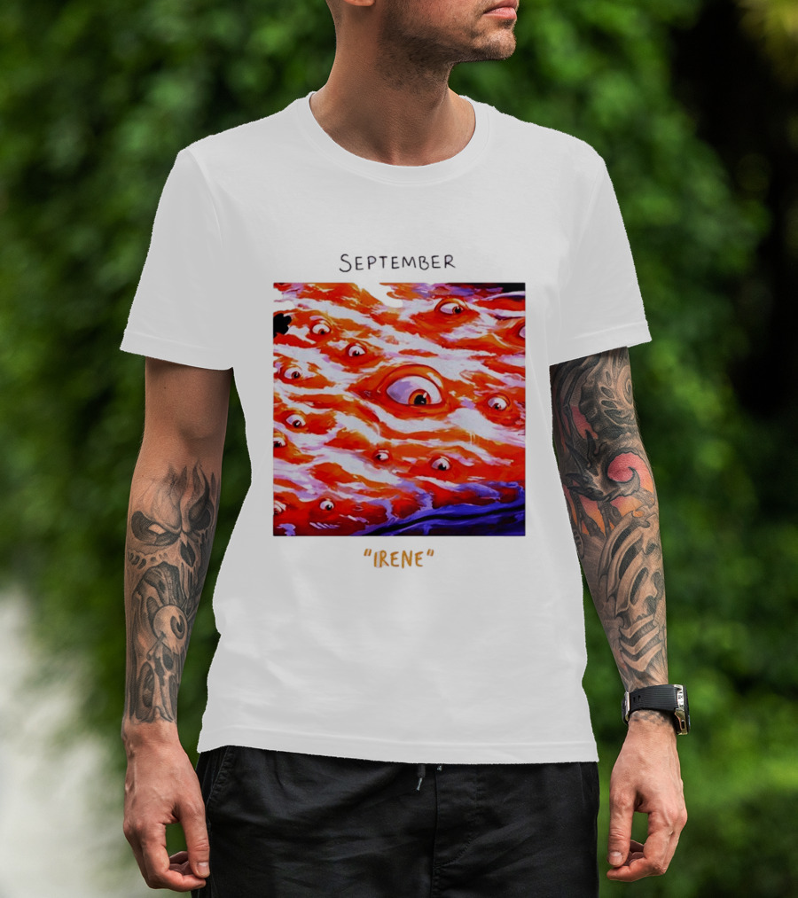 September Irene Surreal Eye Red Waves With Multiple Eyes T-Shirt