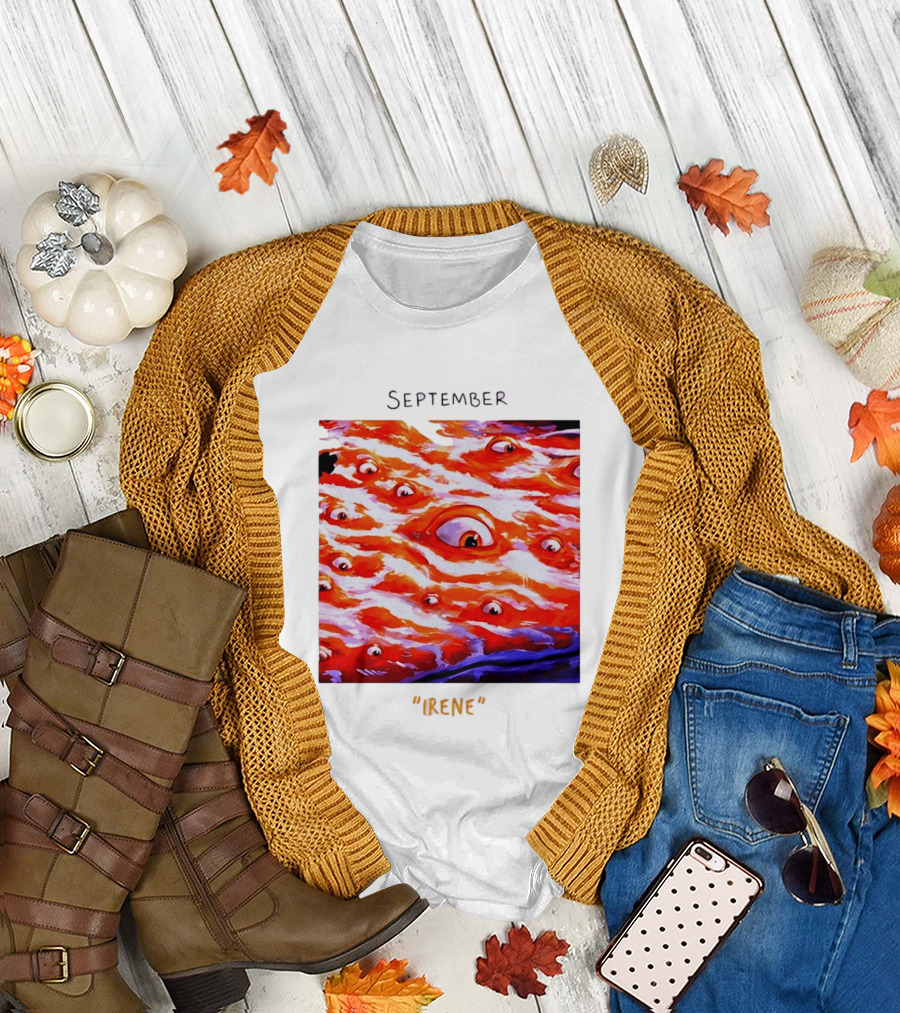 September Irene Surreal Eye Red Waves With Multiple Eyes T-Shirt