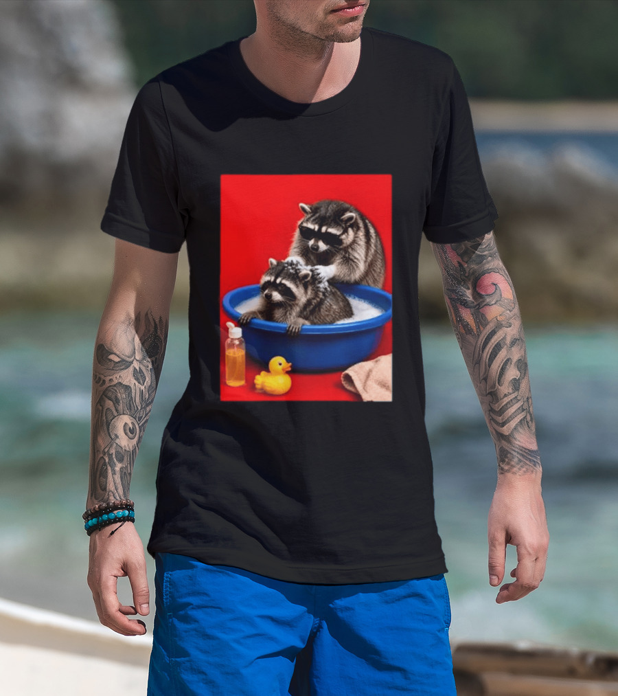 Jimothy Raccoon Viral Trash Panda Bubble Bath Glasses T-Shirt