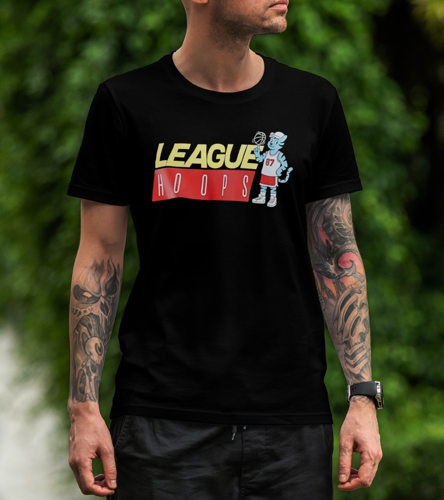 League Hoops Tiger 87 Basketball Cartoon T-Shirt