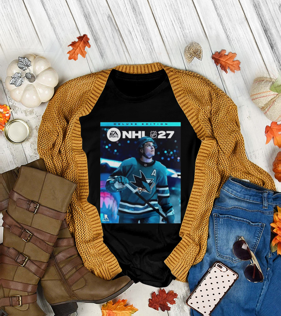 EA Sports NHL 27 Deluxe Edition Macklin Celebrini San Jose Sharks Cover Athlete T-Shirt
