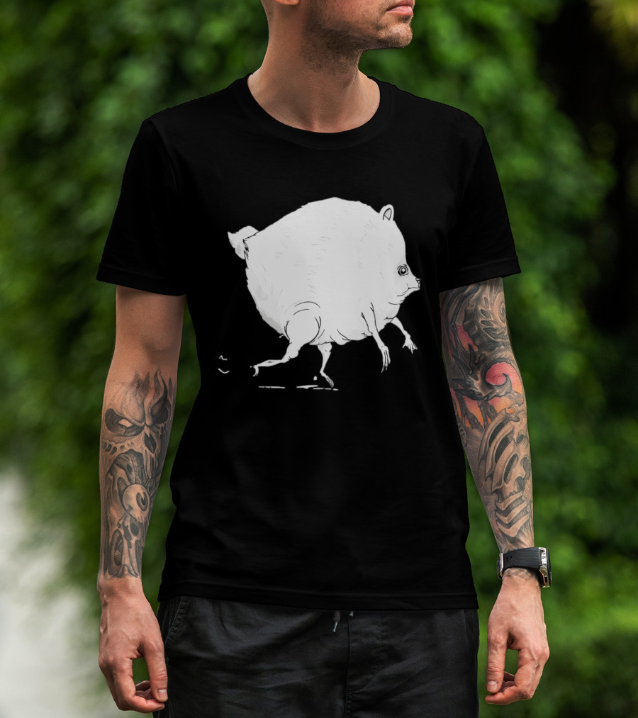 Running Round Hamster Creature Absurd White Quadruped Honesty T-Shirt