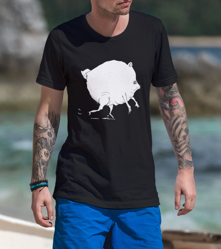 Running Round Hamster Creature Absurd White Quadruped Honesty T-Shirt
