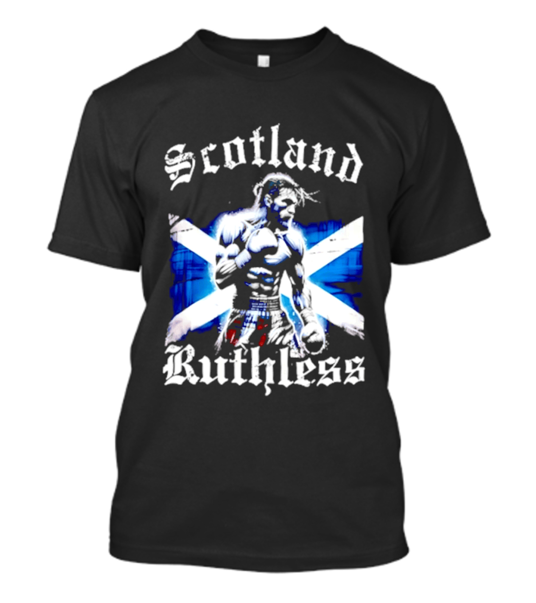 Scotland Ruthless Fighter With Scottish Cross Flag T-Shirt