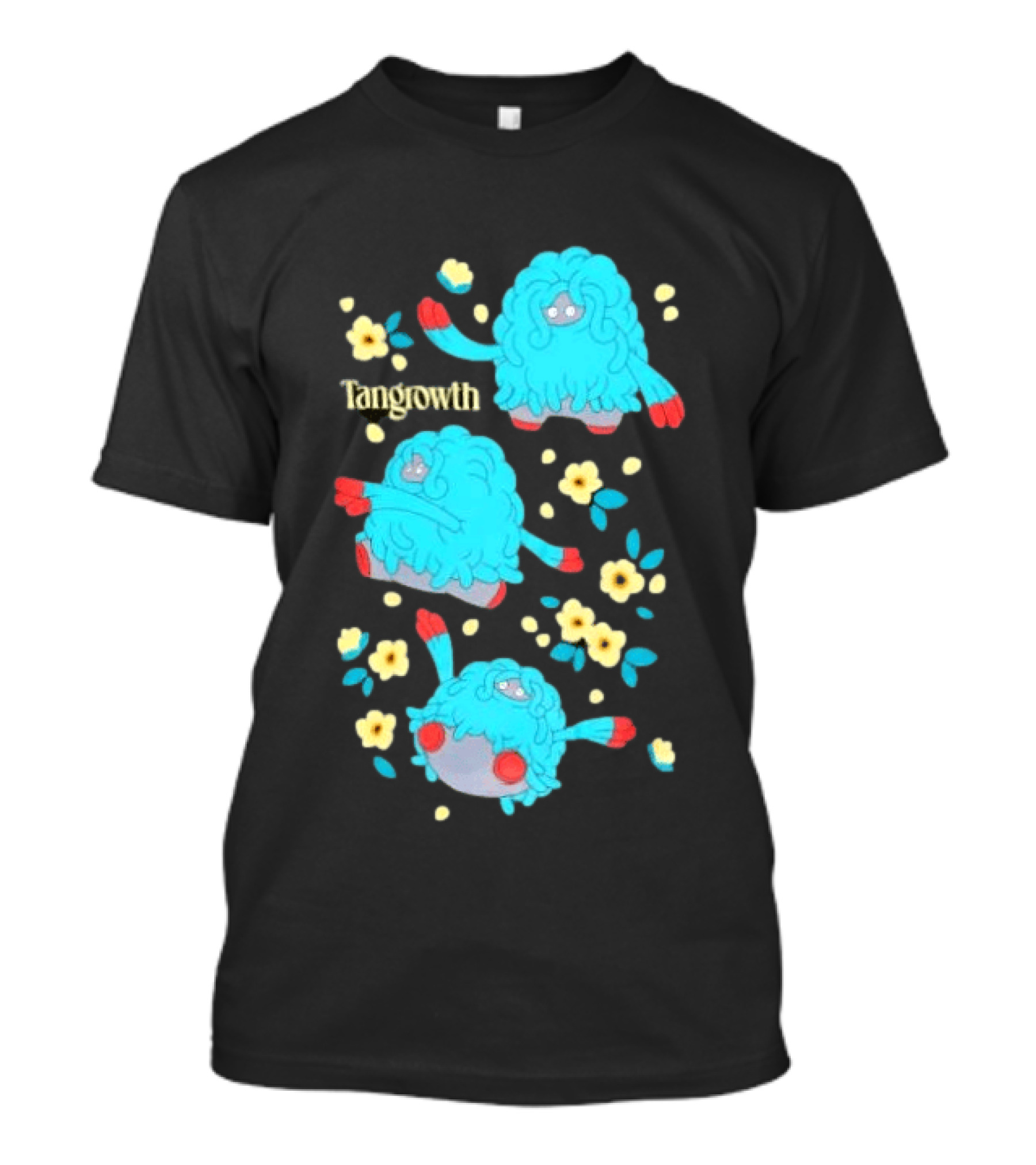 Tangrowth Pokémon Floral Grass Type Yellow Flowers And Blue Vines T-Shirt