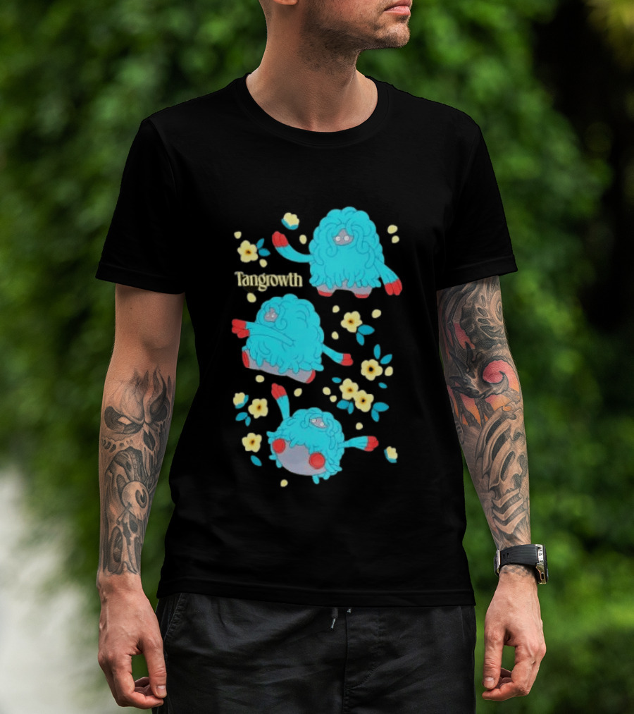 Tangrowth Pokémon Floral Grass Type Yellow Flowers And Blue Vines T-Shirt