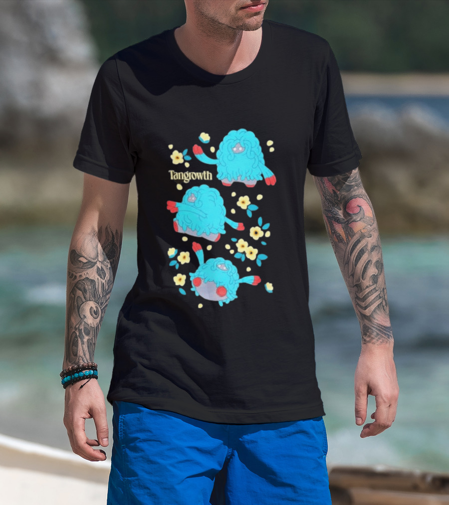 Tangrowth Pokémon Floral Grass Type Yellow Flowers And Blue Vines T-Shirt