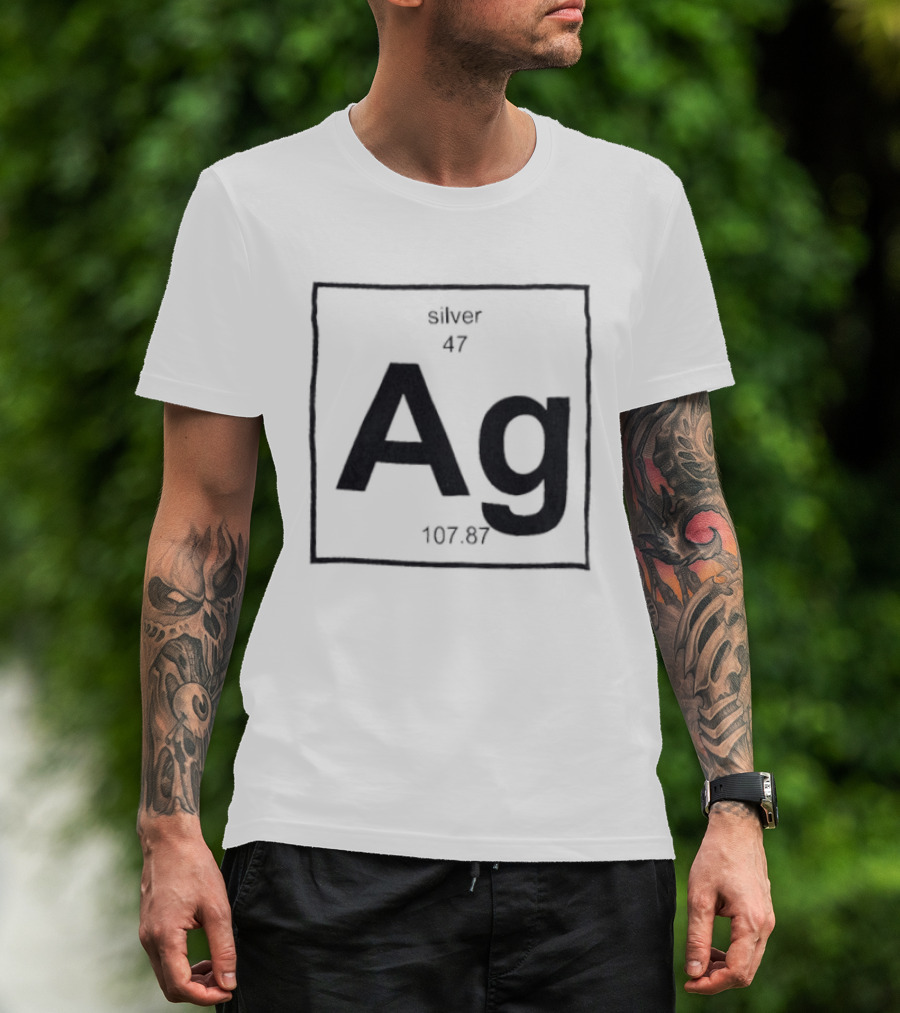Silver Periodic Table Element Ag 47 Atomic Number 107.87 Chemistry T-Shirt