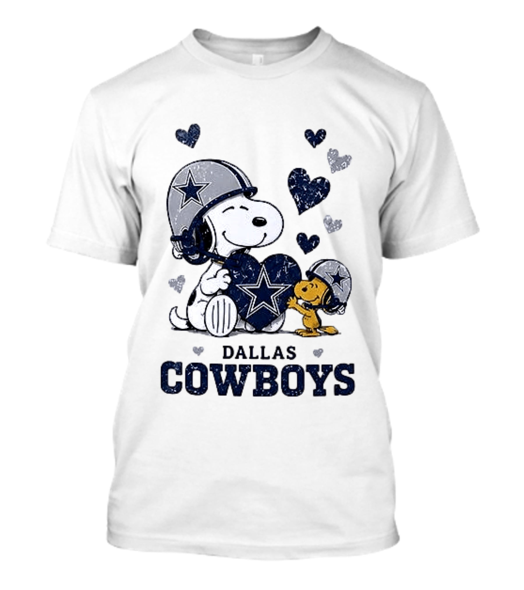 Dallas Cowboys Peanuts Snoopy Woodstock Love Hearts T-Shirt