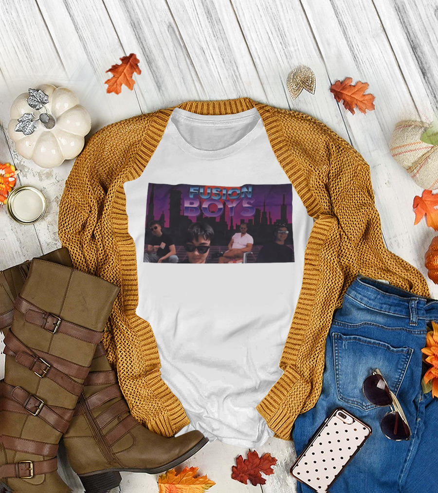 Fusion Boys Aesthetic Group Vaporwave Skyline T-Shirt