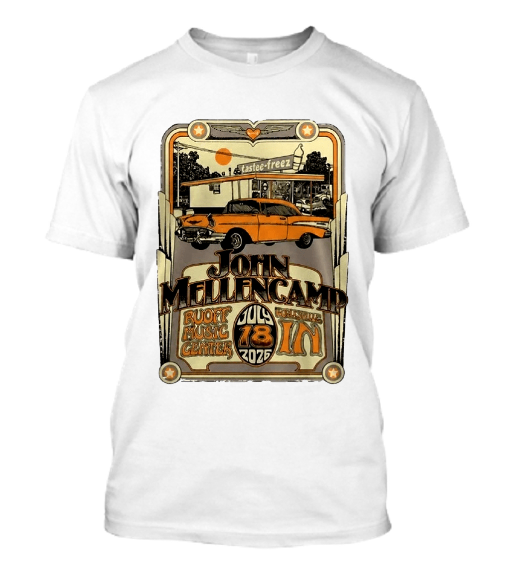 John Mellencamp Tastee Freez Ruoff Music Center Noblesville IN July 18 2026 T-Shirt