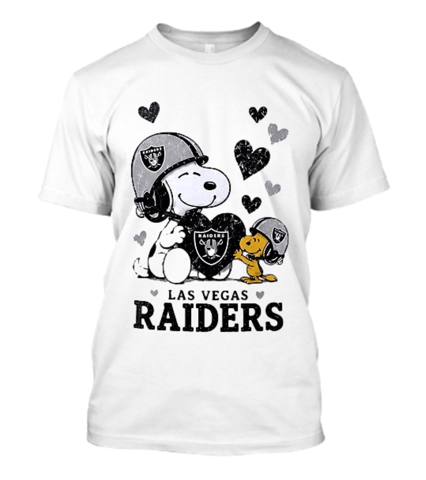 Las Vegas Raiders Peanuts Snoopy Woodstock Love And Laughter Hearts T-Shirt