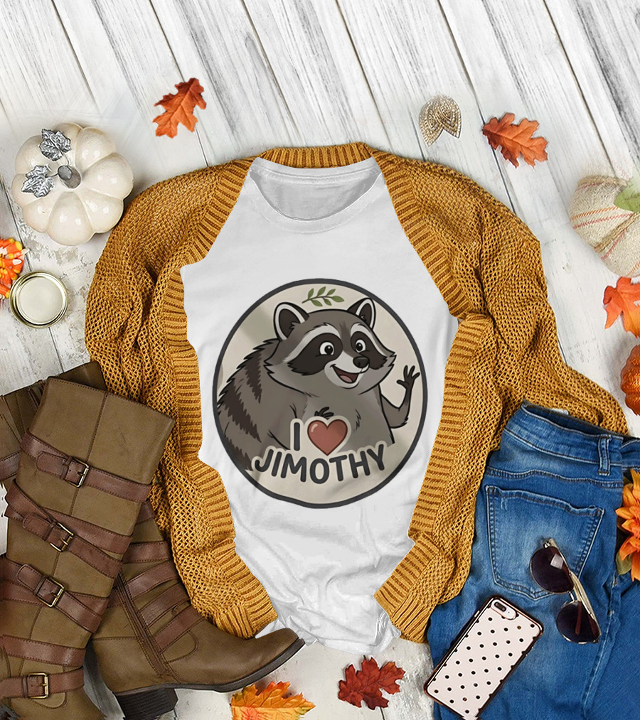 I Love Jimothy Adorable Cartoon Raccoon Enthusiast Favorite T-Shirt