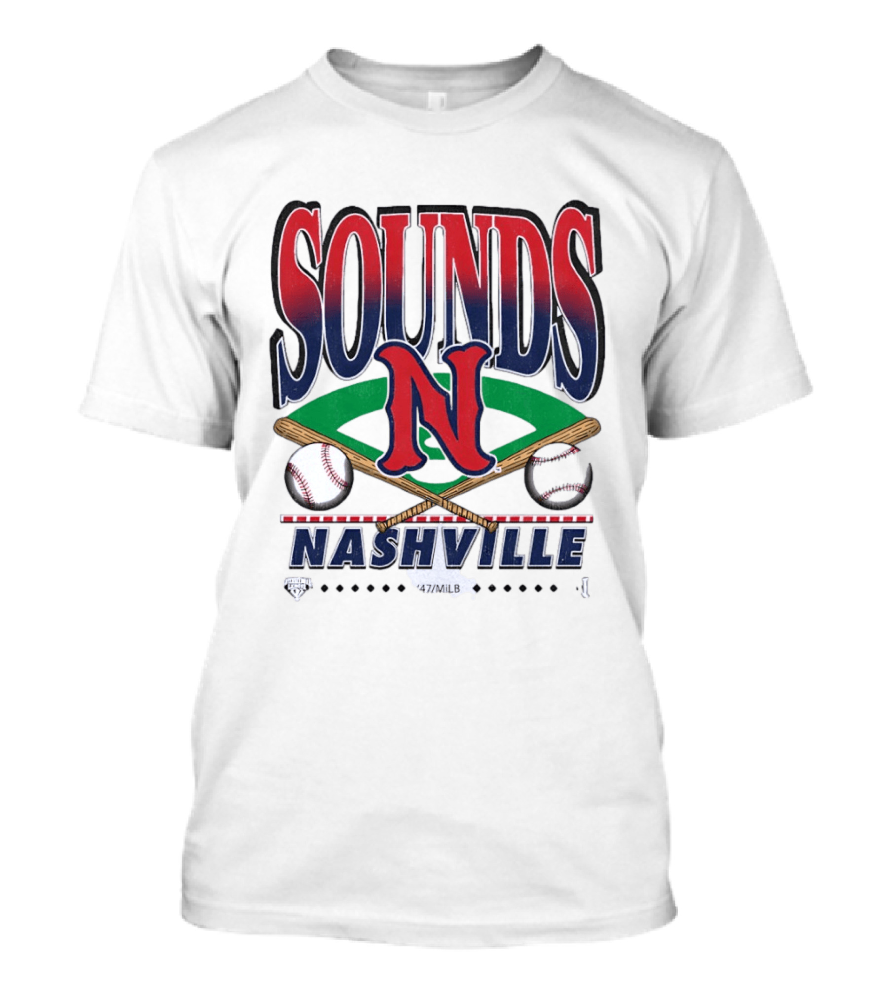 Nashville Sounds MiLB Baseball Team Logo With Bat And Ball T-Shirt
