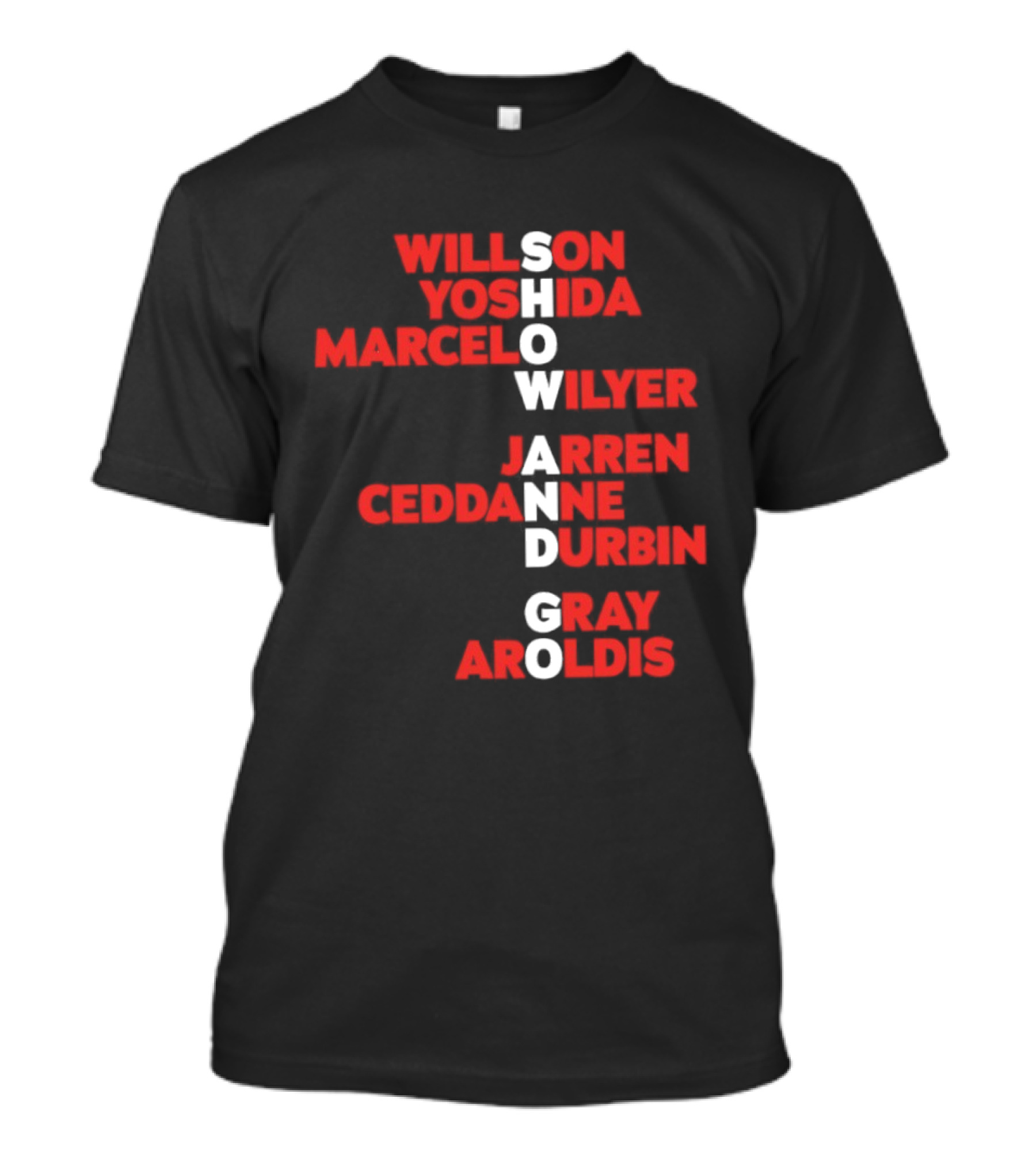 Boston Baseball Show And Go Willson Yoshida Marcel Wilyer Jarren Ceddanne Durgin Gray Aroldis 2026 Names Word Game T-Shirt