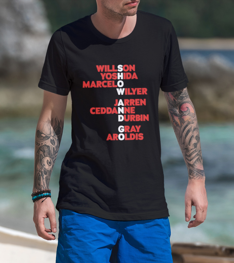 Boston Baseball Show And Go Willson Yoshida Marcel Wilyer Jarren Ceddanne Durgin Gray Aroldis 2026 Names Word Game T-Shirt