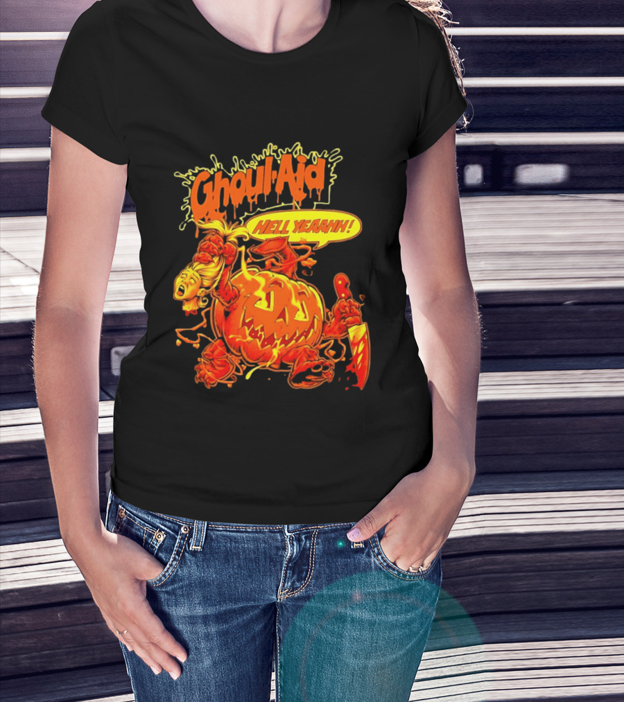 Ghoul Aid Hell Yeaahh Pumpkin Halloween Knife Monster T-Shirt