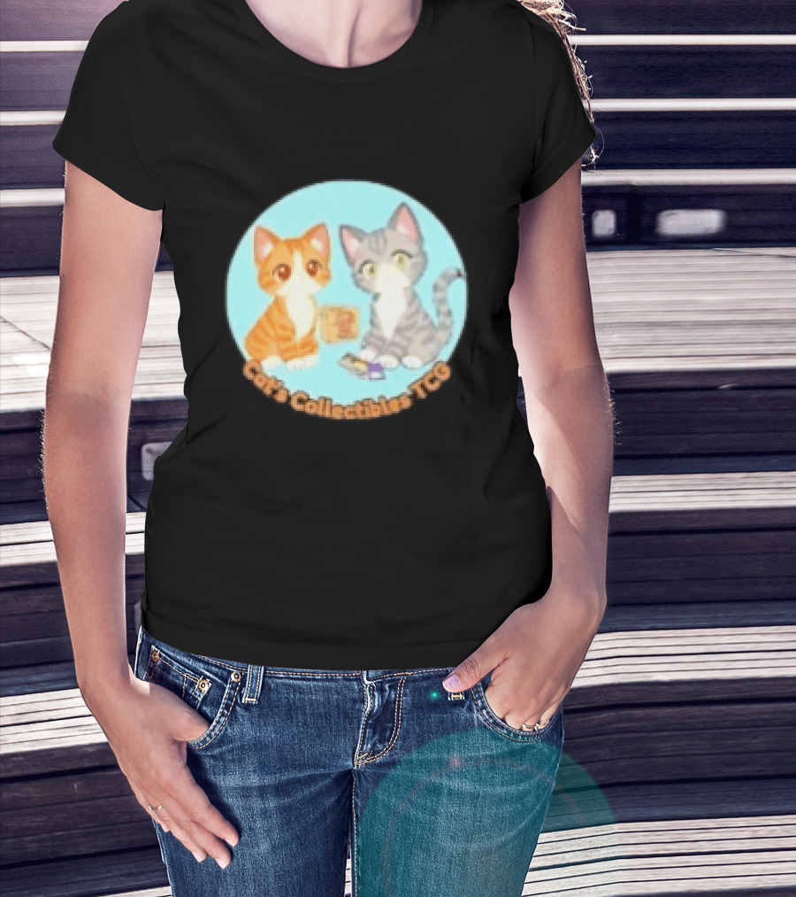 Cat's Collectibles TCG Cute Cartoon Cats Holding Trading Cards T-Shirt