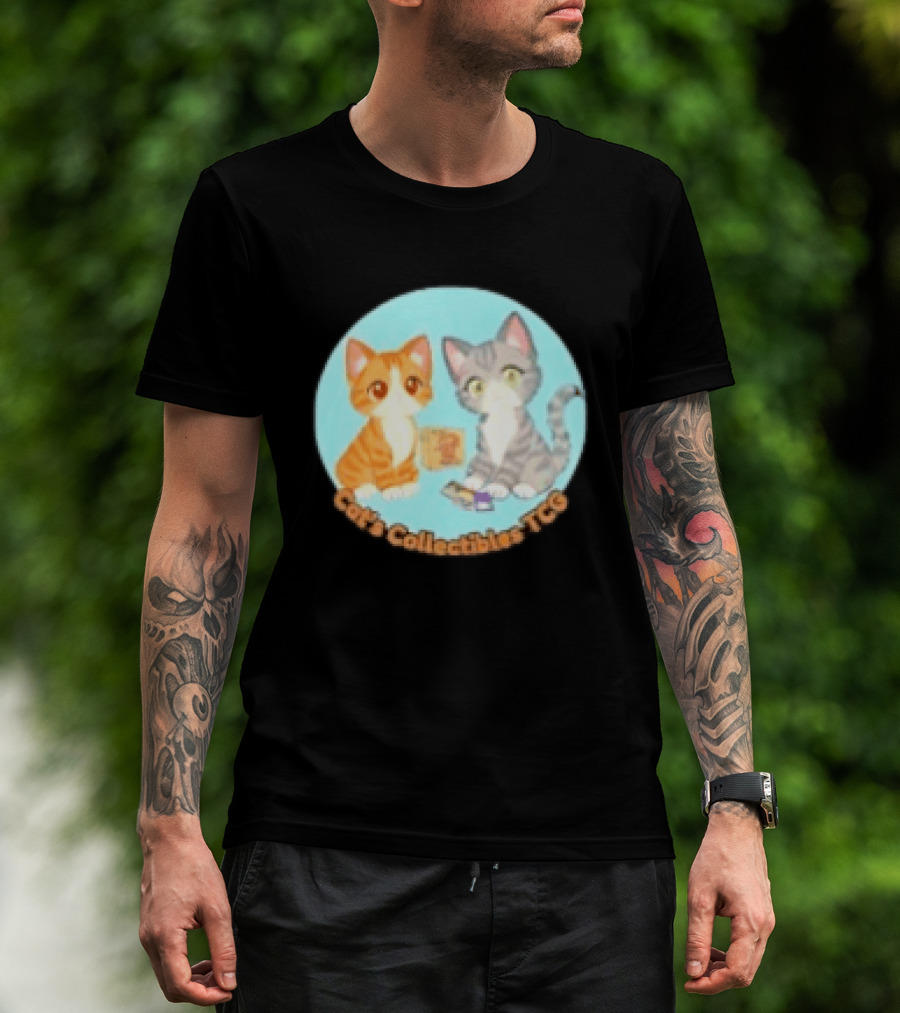 Cat's Collectibles TCG Cute Cartoon Cats Holding Trading Cards T-Shirt