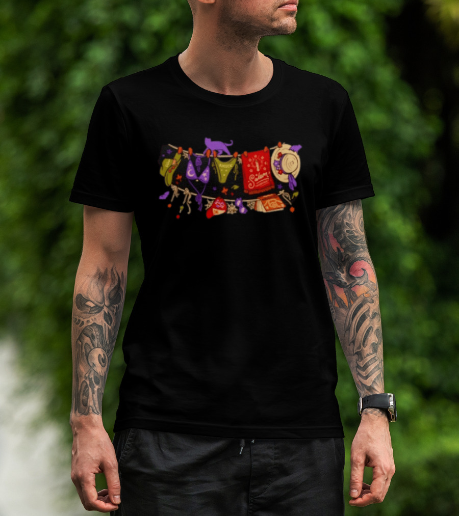 Hocus Pocus Amuck Salem Witch Laundry Line Halloween T-Shirt