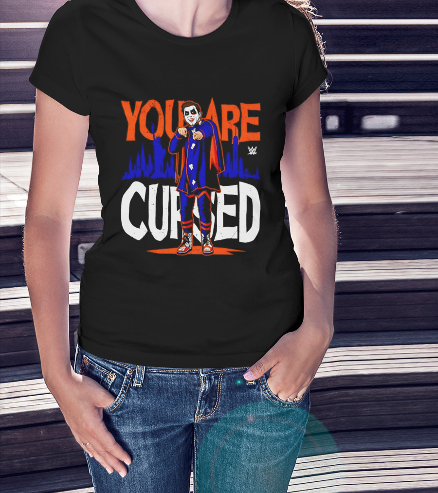 Danhausen You Are Cursed WWE Distressed Orange Blue Jokerface T-Shirt