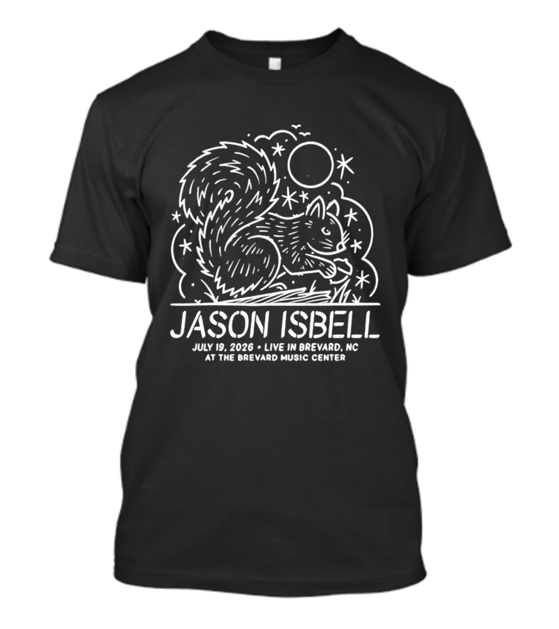 Jason Isbell July 19 2026 Live In Brevard NC At The Brevard Music Center Squirrel And Stars T-Shirt