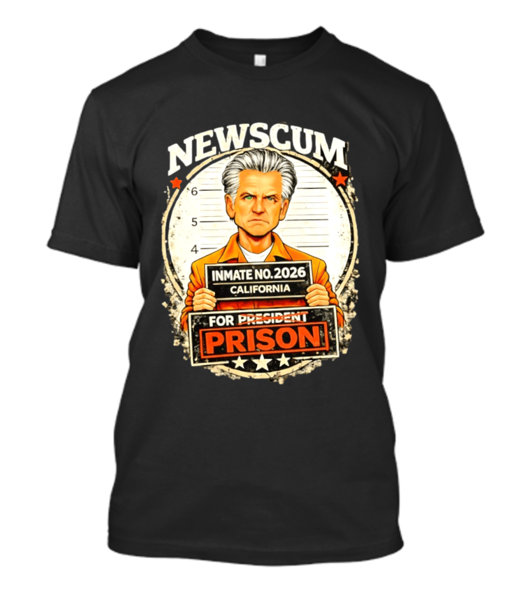 Newscum Gavin Newsom Inmate No 2026 California Prison For President T-Shirt