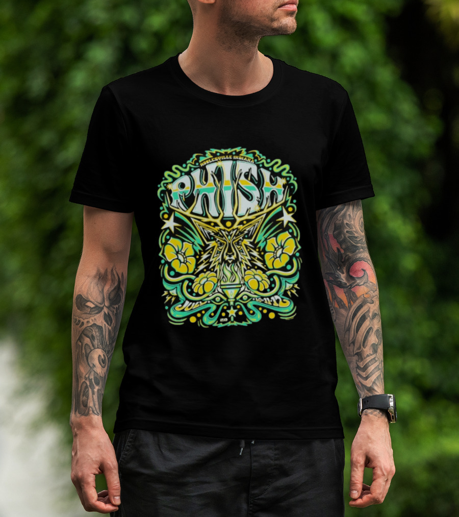 Phish Noblesville Indiana July 10 11 12 2026 Psychedelic Floral And Starburst T-Shirt