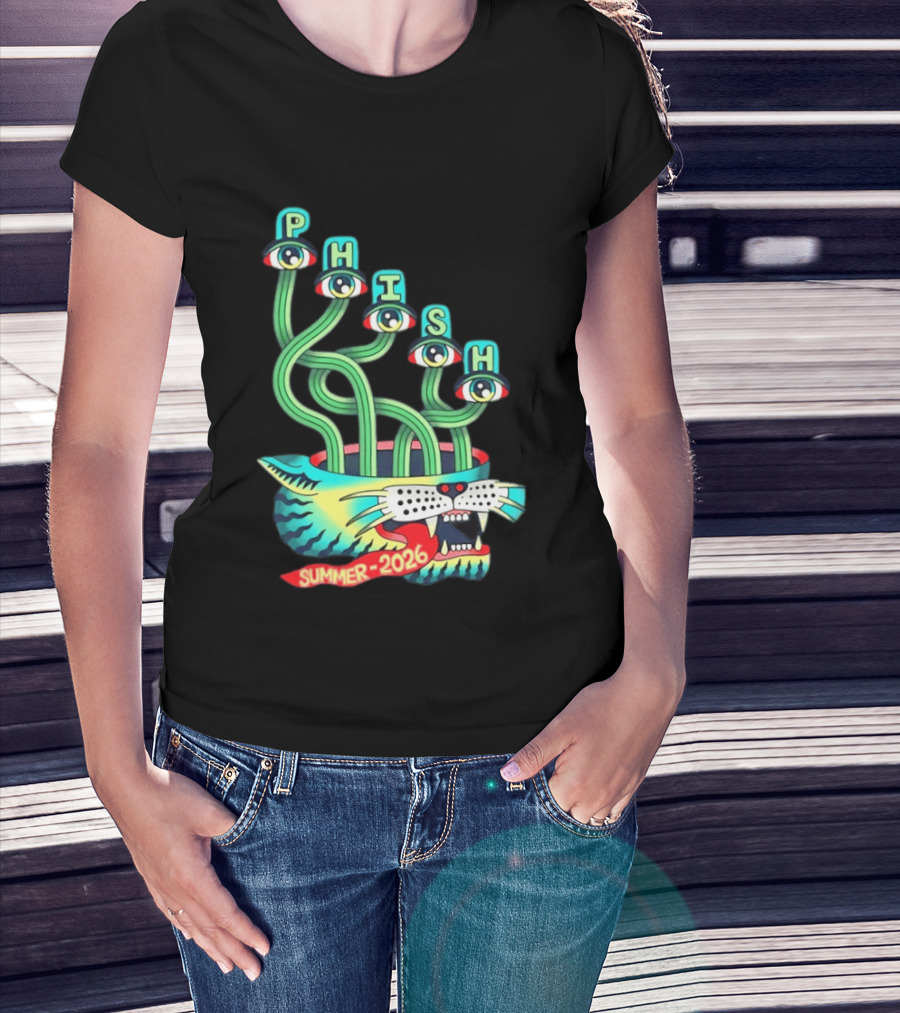 Phish Summer 2026 Jam Band Psychedelic Cat Eye Stalks T-Shirt