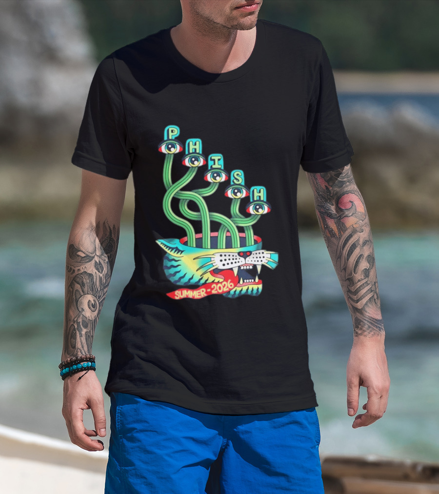Phish Summer 2026 Jam Band Psychedelic Cat Eye Stalks T-Shirt