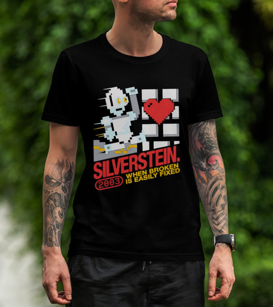 Silverstein 2003 When Broken Is Easily Fixed Pixel Robot Heart T-Shirt