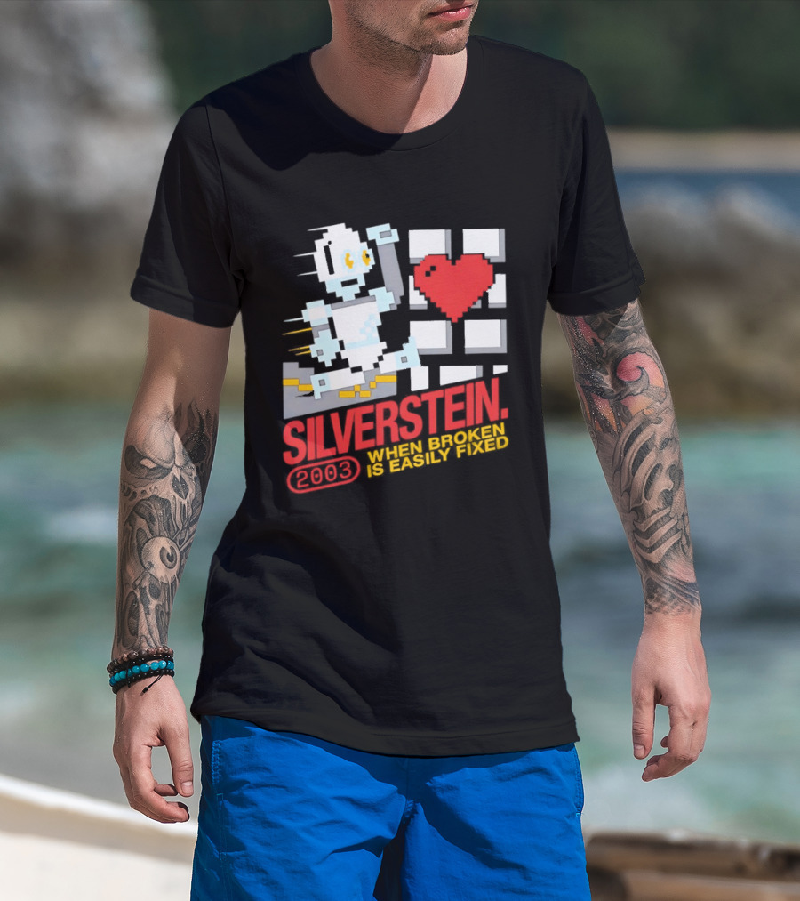 Silverstein 2003 When Broken Is Easily Fixed Pixel Robot Heart T-Shirt