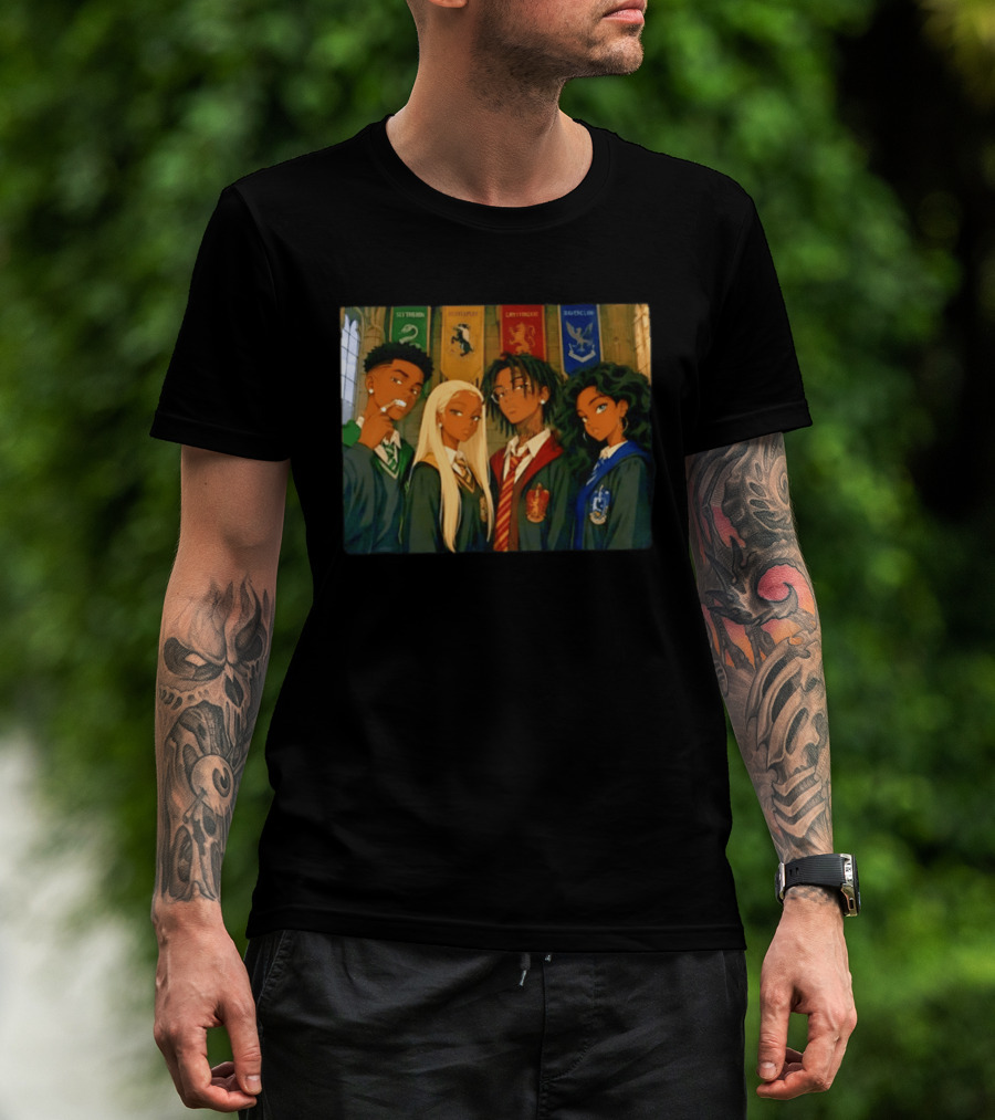 Slytherin Hufflepuff Gryffindor Ravenclaw Hogwarts Students Anime Characters T-Shirt
