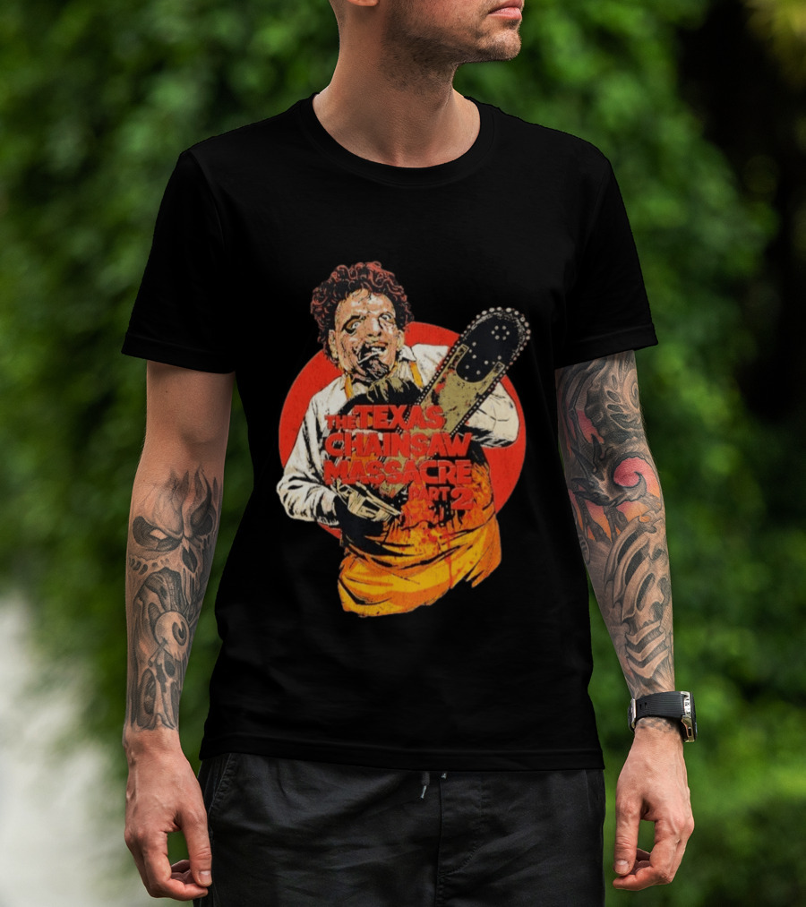 Texas Chainsaw Massacre Part 2 Bubba Chainsaw Graphic Burst T-Shirt