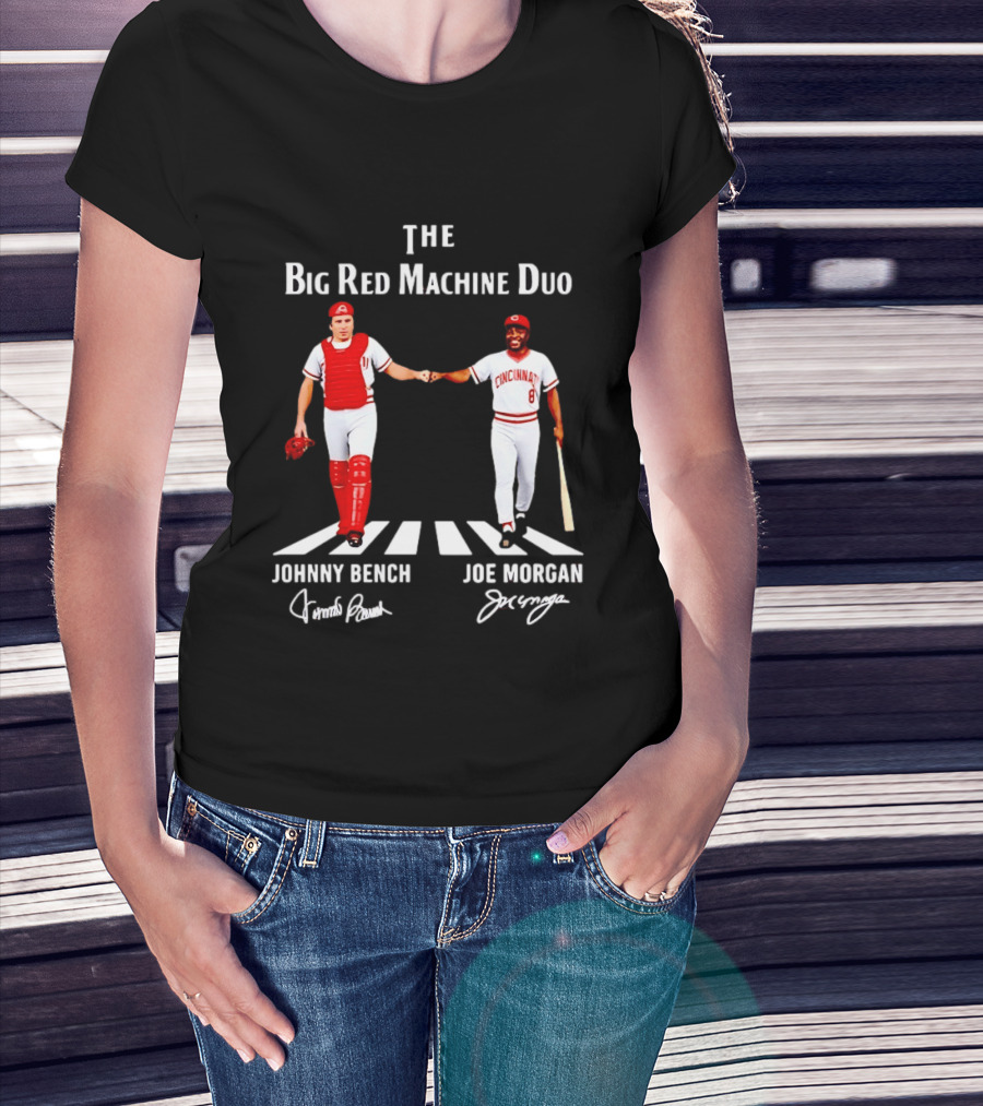 The Big Red Machine Duo Johnny Bench Joe Morgan Cincinnati Reds Fist Bump T-Shirt
