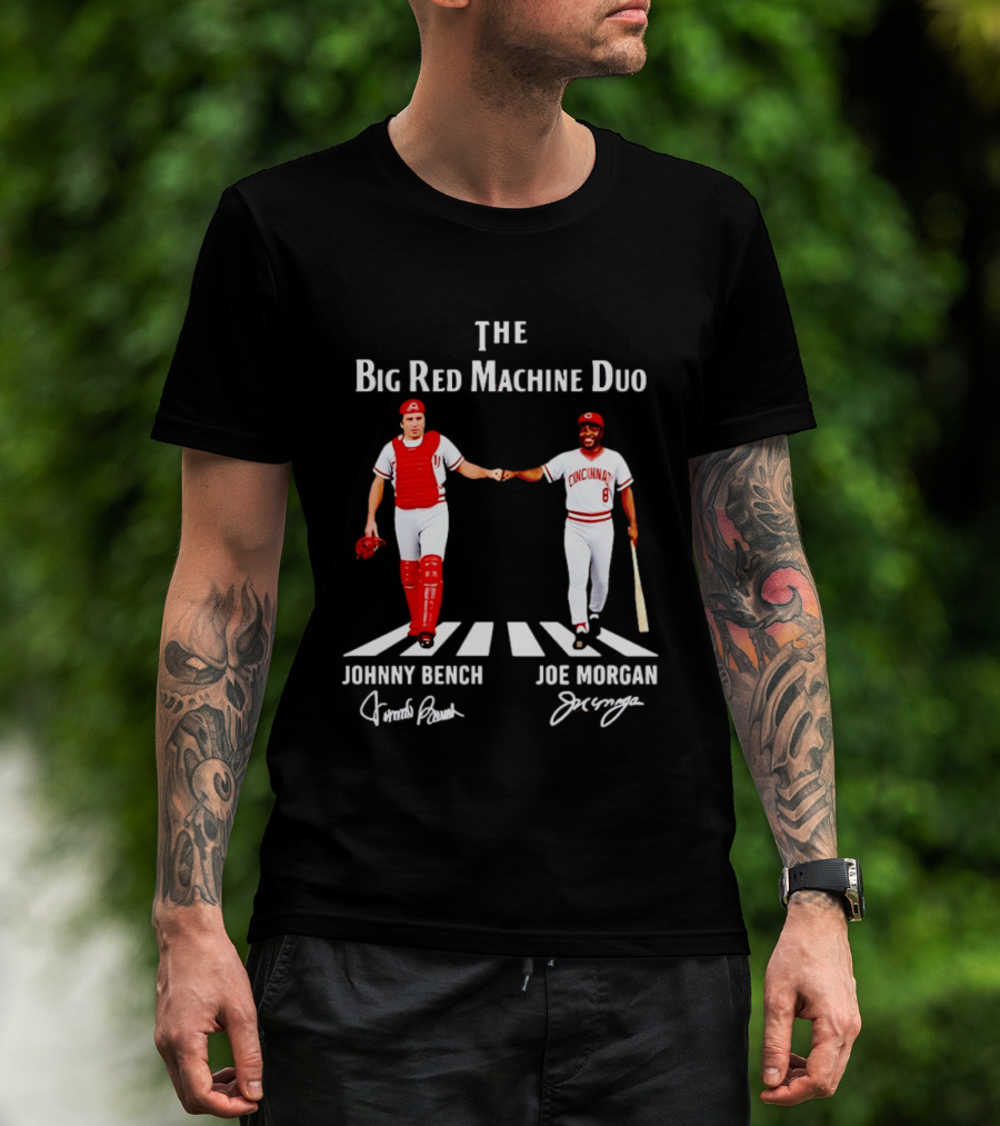 The Big Red Machine Duo Johnny Bench Joe Morgan Cincinnati Reds Fist Bump T-Shirt