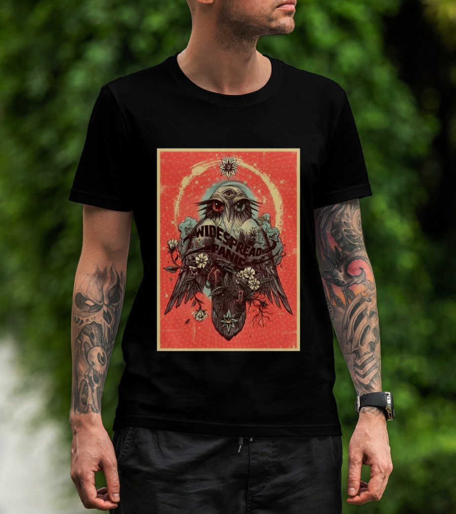Widespread Panic Sacramento 2026 Event July 21 Venue Channel 24 Owl With Third Eye Floral Motif T-Shirt