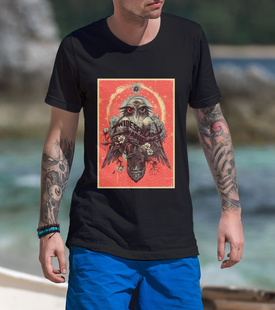 Widespread Panic Sacramento 2026 Event July 21 Venue Channel 24 Owl With Third Eye Floral Motif T-Shirt